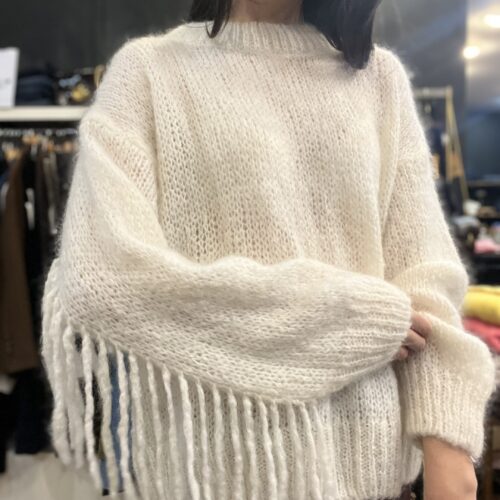 Pull  blanc franges johanna