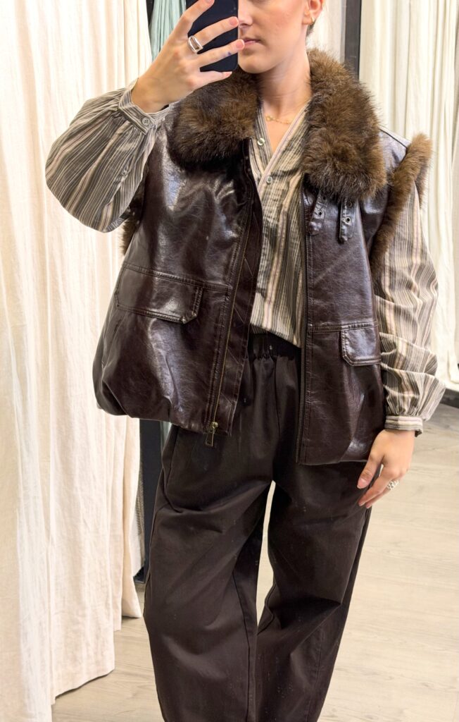 Veste sandro simili-cuir choco